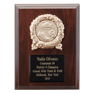 Plaque w/Black Embossed Plate & Metal Wreath Takes Insert (6"x 8")