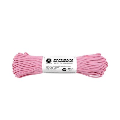 100' Rose Pink 550 Lb. Type III Commercial Paracord