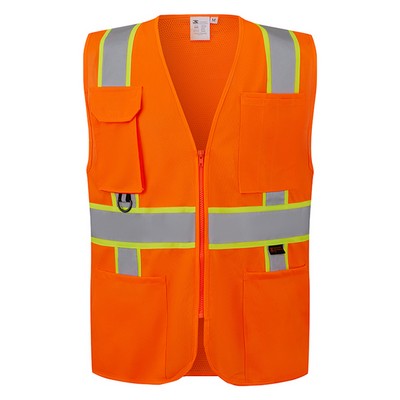 3C Products ANSI 107-2020 Class 2 Safety Vest Neon Orange With Pockets