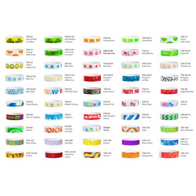 ¾" Tyvek® In-Stock Assorted Designs Wristbands