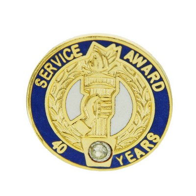 ¾" 40 Years of Service w/Swarovski Crystal Stone Award Pin