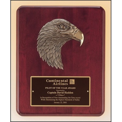 Antique Eagle Rosewood Piano Finish Plaque, 8" x 10 1/2"