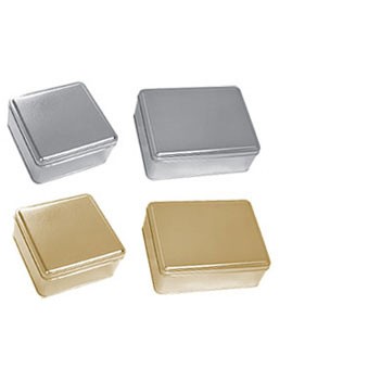 2 Piece Silver Rectangle Metallic Tin (10 5/8"x7 7/8"x3")