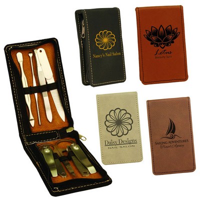 7 Pc Leatherette Manicure Gift Set - Screen Imprint