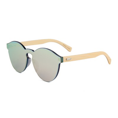 Bamboo Sunglasses - Pink Mirror Lenses - Matte Black Frames