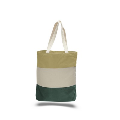 12 Oz. Q-Tees of California® Canvas Tri-Color Tote