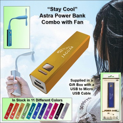 Gold 2800 mAh Astra Power Bank Combo w/Fan