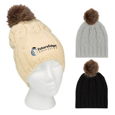 Cameron Cable Knit Pom Beanie