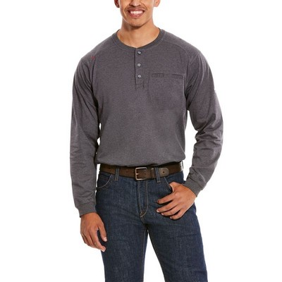 FR Air Henley Long Sleeve Charcoal Heather Shirt