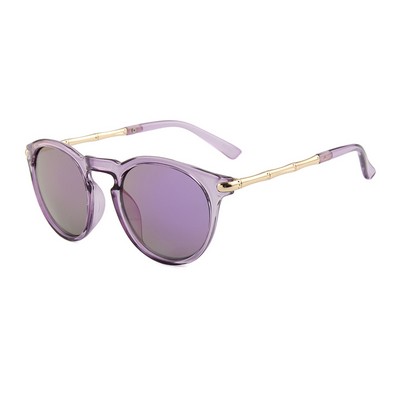 Sunglasses - Purple Mirror Lenses - Clear Purple Frames - Gold Temples