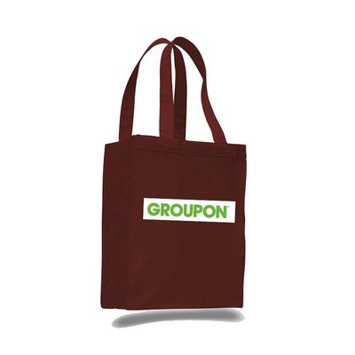 Chocolate Canvas Shopping Tote with Gusset--1-Color Imprint