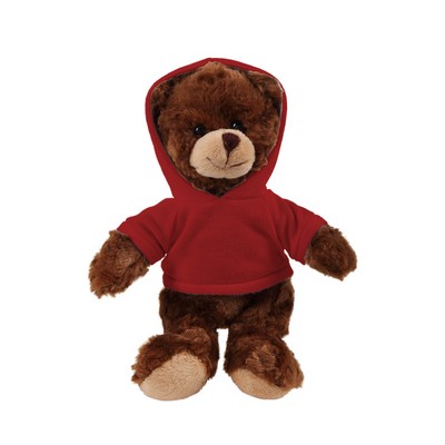 soft plush Chocolate Curly Sitting Bear with hoodie