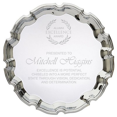 9 ¾" Chippendale Chrome Plated Engravable Tray