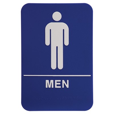 Kota Pro ADA 6" x 9" Blue/White Men Accessible Restroom Sign