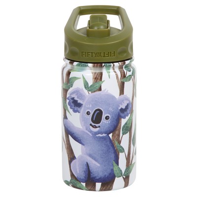 12oz Koala Print Kids Bottle with Straw Lid