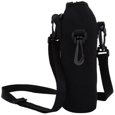 Insulated Neoprene Water Bottle Holder Bag w/ Shoulder Strap