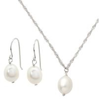 Jilco Inc. Teardrop Freshwater Pearl Earring & Necklace Set