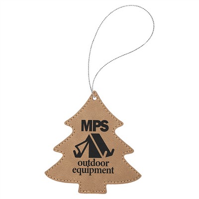 Light Brown Laserable Leatherette Tree Ornament, 4"x4"