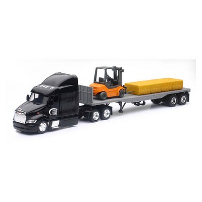 1:43 Scale Peterbilt® 387 Flatbed W/ Forklift & Hay Bale (u)