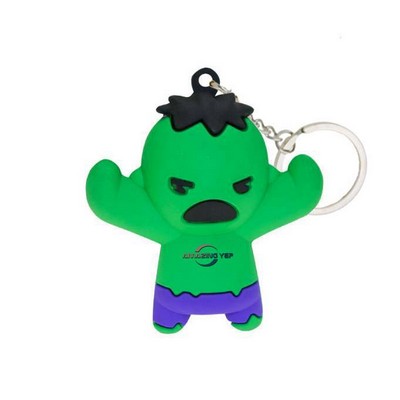 3D Soft Rubber Custom Logo Green Angry people PVC Keychain