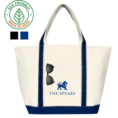 Riverside Boat Bag Eco Friendly Canvas Tote Navy Blue Trim