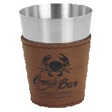 2 Oz. Dark Brown Leatherette/Stainless Steel Shot Glass