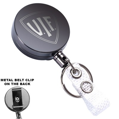 Round Heavy Duty Metal Badge Reel w/ Belt Clip