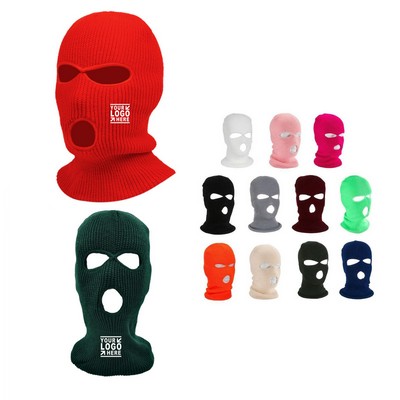 3-Holes Ski Mask Full Face Cover Knitted Neck Cover