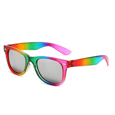 Rainbow Striped Classic Square Sunglasses