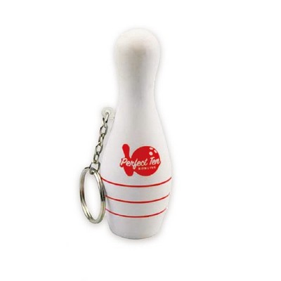 Custom Bowling Pin Shape Stress Ball Key Chain