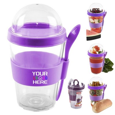 Plastic Yogurt Container With Spoon