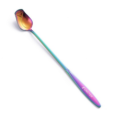 Rose Flower Stainless Steel Tea Spoon Dessert Spoon - Size L