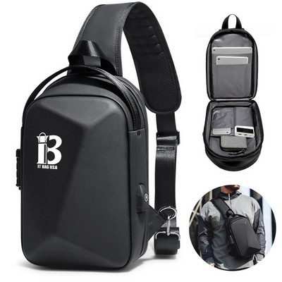 Anti Theft Hard Shell Crossbody Sling Bag with USB Port