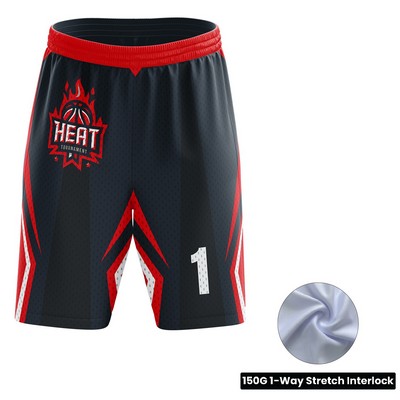 Unisex And Kids' Full Sublimation Basketball Short Length Shorts - 150g Interlock