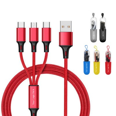 3 in 1 Cell Phone USB Cable W/ Capsule Case