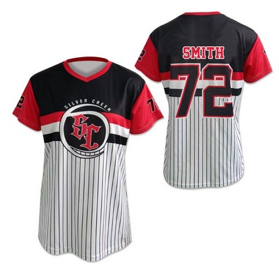 Women's Softball V-Neck SS Pinhole Mesh Jersey