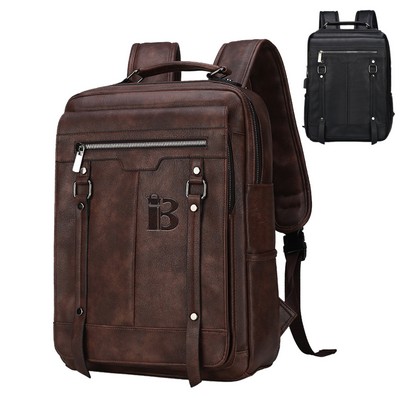 Pu Leather Large Capacity Travel Computer Backpack