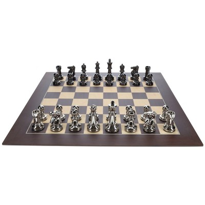 Metal Ultimate Chess Set, Wood Board 21.75 in., 3.6 in. King