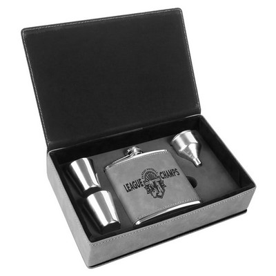 6 oz. Leatherette Flask Gift Set