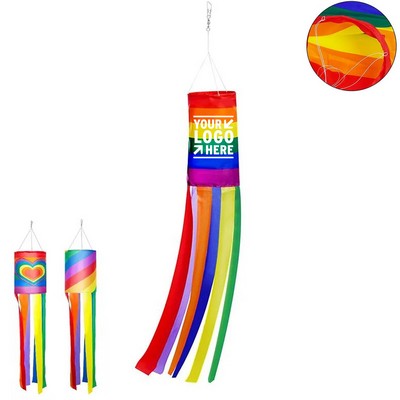 LGBTQ Pride 40 Inch Rainbow Column Windsock Flag