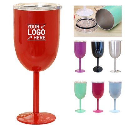 Insulated Stainless Steel Wine Glass Goblet With Lid