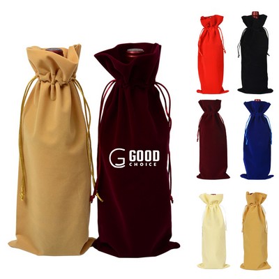 Velvet Wine Drawstring Bag