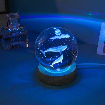 Engraved Whale Crystal Ball Night Light