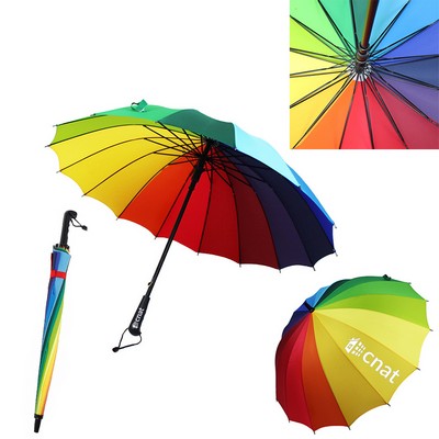 16 Bone Creative automatic Rainbow Umbrella Long Handle Umbrella