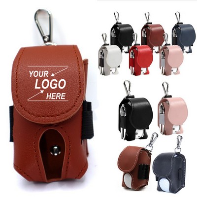 Compact Leather Golf Ball Holder Pouch