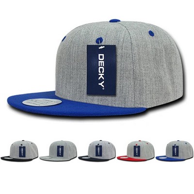 Decky Heather Gray Six Panel Snapback Cap w/Flat Bill