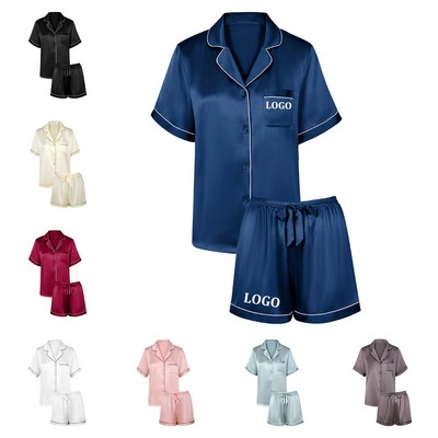 Womens Satin Silky Pajama Sets