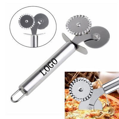 Stainless Steel Double-Wheel Pizza Wheel Cutter