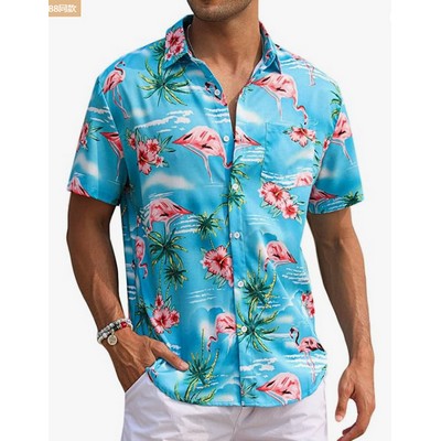 Mens Hawaiian Short Sleeve Casual Button Down Tropical Beach Shirt