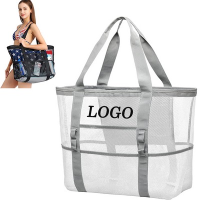 Oversized Mesh Beach Bag with 9 Pockets